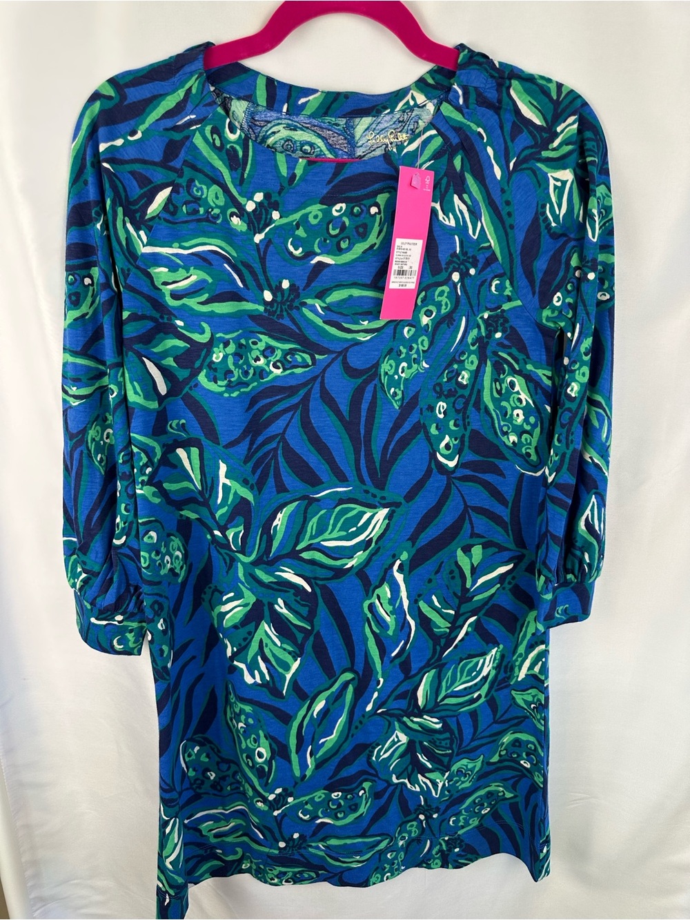 Lilly Pulitzer Elianna 3/4 sleeve dress,NWT, indigo breeze shady gators,